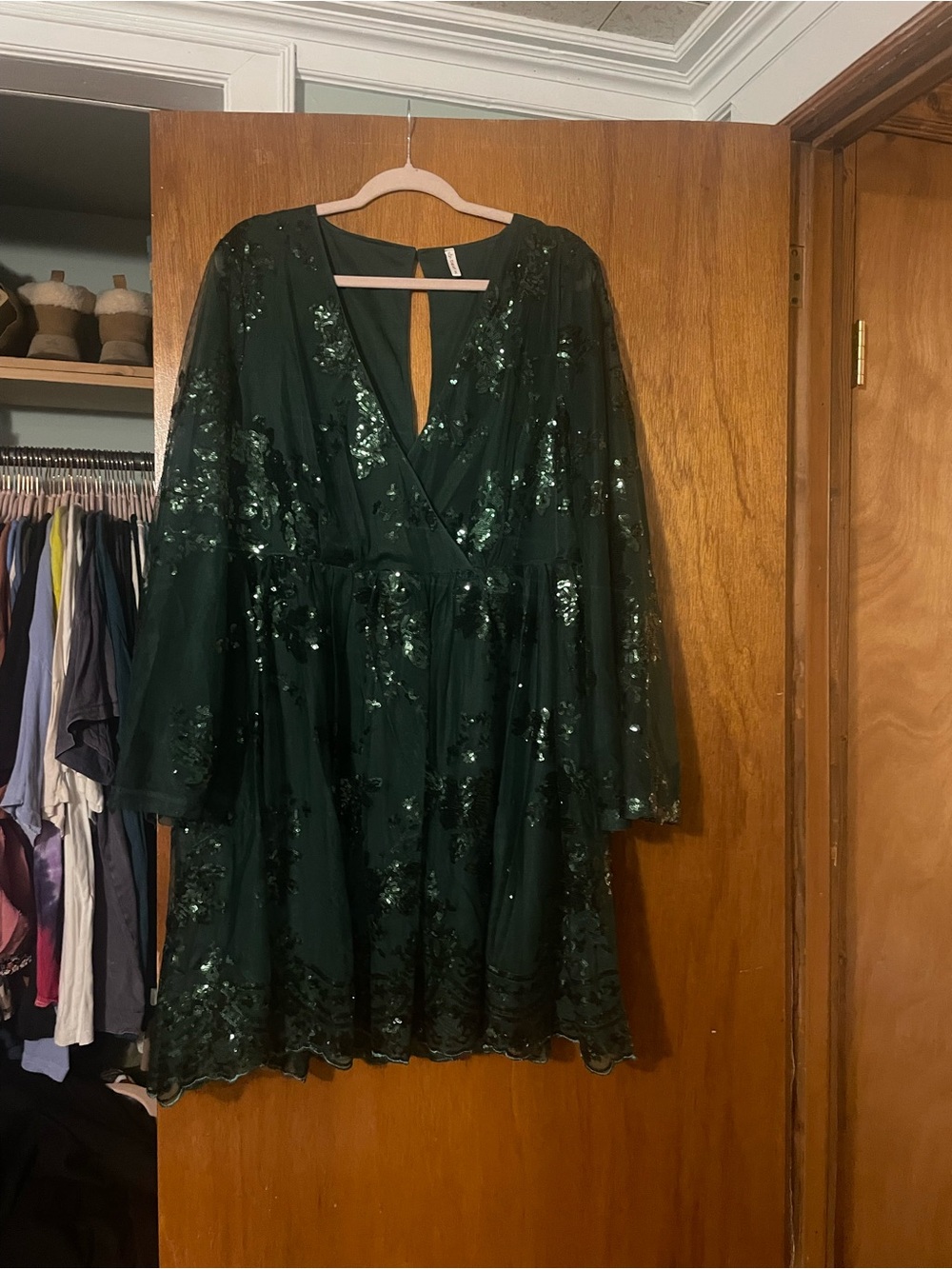 Elegant Dark Green Sequin Mini Dress